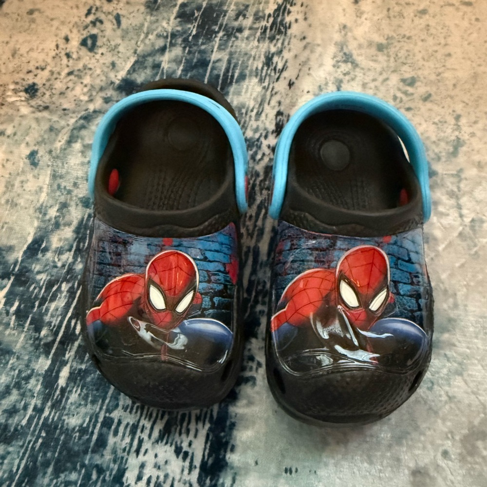Black and Blue Spider-Man Slippers with Ventilation Holes